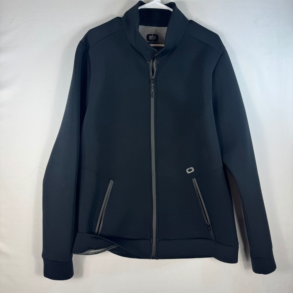 OGIO Mens Full Zip Performance Jacket Black Size Large Athletic Lightweight